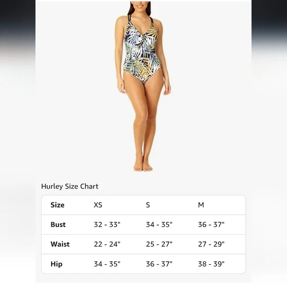 NWT Hurley women’s one piece palm print swimsuit - Picture 4 of 4